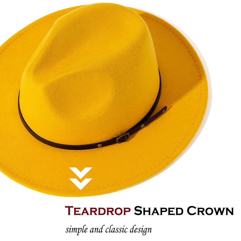 Lisianthus Women Belt Buckle Fedora Hat (Yellow) - Image 2